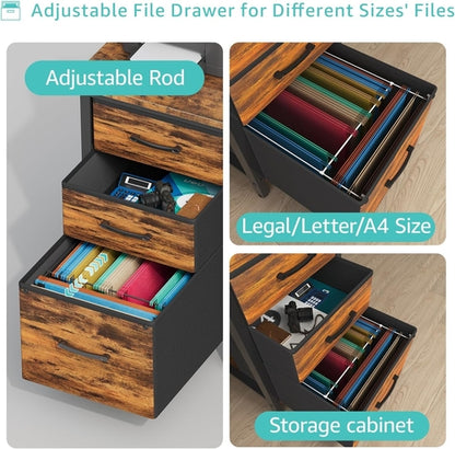 Computer Desk with Fabric File Drawers Cabinet, 47 Inch Home Office