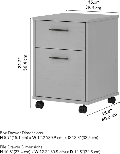 Bush Furniture Key West 2 Drawer Rolling File Cabinet in Cape Cod Gray