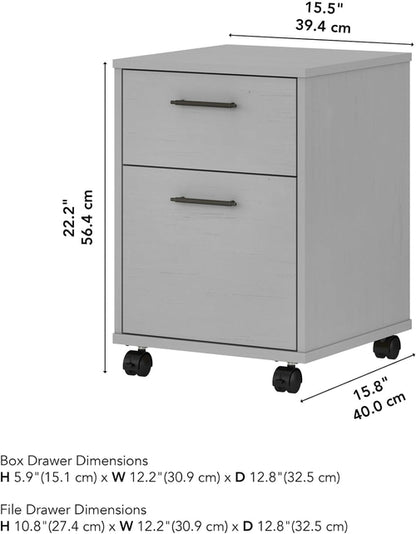 Bush Furniture Key West 2 Drawer Rolling File Cabinet in Cape Cod Gray