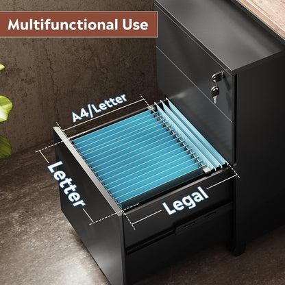 3 Drawer File Cabinet with Lock, Small Rolling Filing Cabinet under